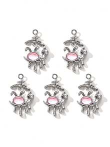 10/20 件随机粉色 Y2K 蝴蝶和月亮形吊坠、耳环、项链 DIY 珠宝