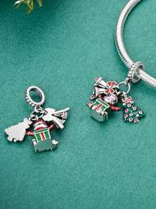 STYFNE 1 pieza Colgante con cuentas de árbol de Navidad, campana, Papá Noel, reno, muñeco de nieve, adecuado para pulseras DIY, joyería de mujer, pequeño regalo diario