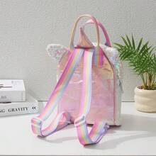 1pc Shiny Sequin Backpack, Large Pasta Shape, Unicorn Horn Design, Convertible Shoulder & Handbag, Adjustable Rainbow Strap, Zipper Closure, Suitable For School, Outings, Lovely Gift