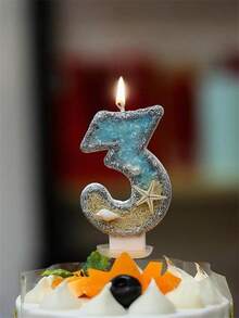 1pc Digital Candle, Beach Starfish Birthday Cake Shaped, Paired With Party Candles, Creates Summer Theme Ambiance - Multicolor - View 5