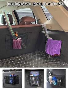 1pc Durable Elastic Nylon Car Trunk Organizer Net - Backseat Hanging Storage Bag, No Power Needed, Black, Suitable For Home And Garage Storage And Organization For Women Storage Organizer Travel Essentials Back To School Dormitory Storage