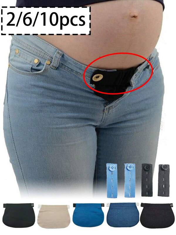 Waist Extension Buckle Set, Waist Expansion Belt, Waist Extension Patch, Elastic Extension Adjustment Buckle, Belt Extension, Elastic Belt, Elastic Button Extender, Adjustable Belt, Suitable For Pants, Trousers, Dresses And Jeans, Unisex, Home Essentials, Multiple Specifications Can Be Selected (Random Colors)