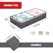 4 Pack 90L Large Underbed Storage Bag Clothes Zipped Organizer Fabric Storage Bags - Grey - View 4