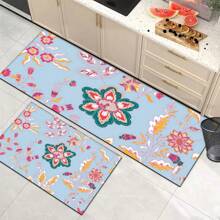 1 pieza, Decoración para el hogar, Alfombra, felpudo o tapete de cerámica de diatomita con patrón floral vintage impreso, antideslizante, rectangular con impresión 3D, apto para sala de estar, dormitorio, pasillo, baño, lavandería - Alfombras de poliéster, aptas para decoración de interiores y exteriores del hogar