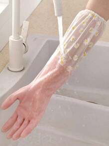 2 pièces Gants de vaisselle en gelée de couleur Gants de nettoyage ménager antidérapants épais Gants en caoutchouc de cuisine pour la vaisselle Épaississement Protection Durable