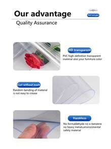 1 buc. Material transparent din PVC, grosime 1,0 mm/1,5 mm/2,0 mm, dreptunghiular, minimalist, pentru protecția suprafeței mobilierului, din cristal, potrivit pentru măsuța de cafea, noptieră, dulap, masă, birou de calculator, birou de birou și diverse suprafețe de mobilier, sticlă moale de protecție, față de masă, esențială pentru viața de zi cu zi, aplicabilă pentru toate anotimpurile