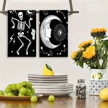 骷髅手、骨头、鬼魂万圣节厨房毛巾，现代矩形超柔软吸水轻便毛巾套装，适用于海滩、淋浴、游泳池、露营、旅行、运动风格沙滩巾，节日必备浴室厨房装饰洗碗布厨房毛巾礼物