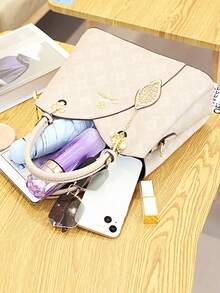 今年流行三件套母女包经典大容量女士休闲手提包高端气质女士老花包 - 米色 - 查看 7