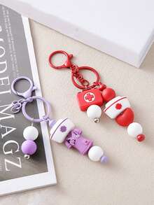 Cute Doctor & Nurse Keychain, Cartoon Soft Silicone Texture, Perfect Gift For Nurses Bag Charms Car Accessories Teacher Friend Sister Gift Ideas