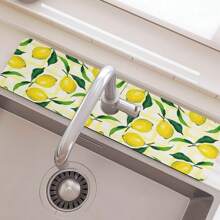 1Pc Lemon Print Kitchen Sink Splash Guard Faucet Mat ,Absorbent Fast Drying Mat Sink Gadgets-Splash For Kitchen, Bathroom,Sink Mat, Dish Drying Mat, Bathroom