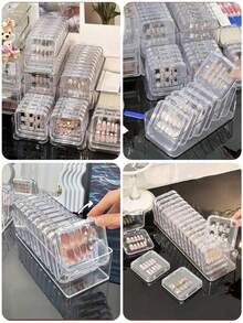 1/14/15件装透明带盖收纳盒 – 便携式美甲贴、手链、项链及珠宝收纳盒，抗氧化美甲展示盒，适合旅行和居家使用，亦可用作珠宝盒、收纳袋、化妆刷架、香水收纳盒、化妆包，是送给女性的理想礼物，也是圣诞礼物和送礼佳品。 - 彩色 - 查看 5