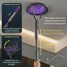 1pc USB Rechargeable Foldable Electric Mosquito Killer Fly Swatter Trap 4 IN 1 Mosquito Killer Lamp Fly Insect Zapper For Home,500mAh