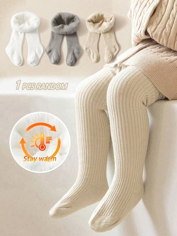 1 par de medias forradas de felpa cálidas para niñas, suaves y transpirables, adecuadas para usar en otoño/invierno para el día a día, de vuelta a clases, campus, deportes, salón de clases, nuevo semestre, estudiantes, viajes, regalos navideños, color aleatorio