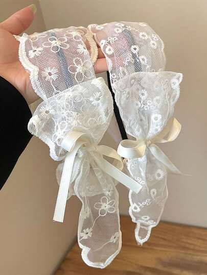 1pc Elegant Bohemian Style Lace Print Headpiece, Suitable For Girls, Holiday Vibe, Summer Beach Accessory