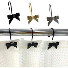 Móc treo rèm tắm hình nơ bằng hợp kim kẽm thanh lịch - Vòng treo rèm trang trí cho phòng tắm & rèm cửa sổ, phụ kiện sang trọng chống gỉ (Bộ 12 cái) Trang trí phòng tắm mùa thu - màu đen - Xem 2