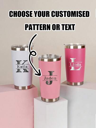 1pc Personalized Tumbler, Custom Name Laser Engraved Travel Mug, Stainless Steel Insulated Water Cup, Custom Sports Portable Car Cup, Monogrammed Tumbler In Multiple Colors