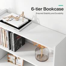 7-Tier Large Bookcase, 78-Inch Tall Modern Library Bookshelf With Storage Shelves, Open Display Shelving Unit For Bedroom, Living Room & Office, White - 白色 - 查看 5