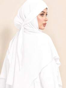 1pc Women Muslim Prayer Robe Long Hijab Scarf With Tie, Convenient Daily Tie-Sided Muslim Headscarf,Women Abaya For Dress - Multicolor - View 13