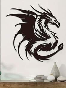 1 件金属龙壁饰 - 动物主题墙饰，适合家庭办公室，室内纵向摆放，无需电力，不含羽毛 - 黑色G - 查看 7