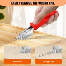 AutoFu Heavy Duty Hand Tacker Staple Gun - 3000 Staples 3 Type Nails Stapler, 3 In 1 Upholstery Stapler For Fixing Material, Decoration, Carpentry, Furniture, Doors And Windows Back To School - Orange - View 6