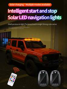 1/2/4pcs Solar Powered Wireless No Drill Truck Roof Lights, Solar Powered With Auto Sensor