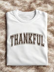 Thankful Shirt, Fall Thanksgiving Shirt, Cute Autumn Tee, Fall Vibes, Give Thanks, Thanksgiving Crew, Family Matching, Thanksgiving Dinner IT-3594 - 白色 - 查看 1