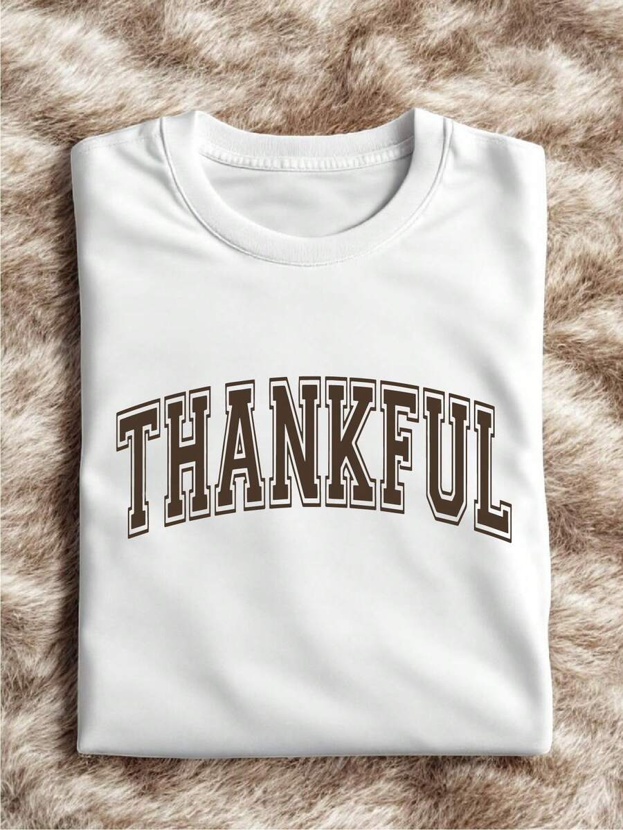 Thankful Shirt, Fall Thanksgiving Shirt, Cute Autumn Tee, Fall Vibes, Give Thanks, Thanksgiving Crew, Family Matching, Thanksgiving Dinner IT-3594 - 白色 - 查看 1