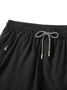 Pantalones cortos de verano casuales de unicolor con cordón en la cintura para hombres