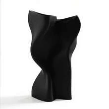 ORIZZONTE Modern Dual Wobble Sculptural Vase - Decorative Vase For Fresh Or Dried Flowers, Organic And Minimalist Design For Home, Office, Desk Or Shelf Decor, 14.9 * 12.1 * 24 Cm, 100% Made In Italy - Black - View 2
