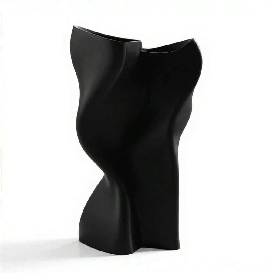 ORIZZONTE Modern Dual Wobble Sculptural Vase - Decorative Vase For Fresh Or Dried Flowers, Organic And Minimalist Design For Home, Office, Desk Or Shelf Decor, 14.9 * 12.1 * 24 Cm, 100% Made In Italy