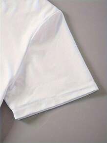 Crew Neck T-Shirt, Casual Fashion Short Sleeve T-Shirt, Slightly Stretchy, Opaque, Easy To Care For Material, Perfect For Everyday Wear, Ladies - 白色 - 查看 4