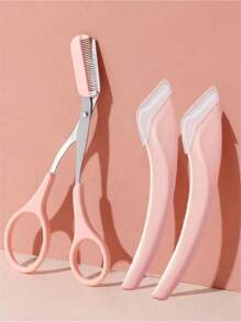 Unisex Eyebrow Scissors & Comb Set, Eyebrow Grooming Tool, Perfect For Eyebrow Trimming, Length Control, Home Beauty Tool, Includes Mini Comb Tweezers, Facial Hair Removal, Haircut Scissors, Hairdressing Supplies