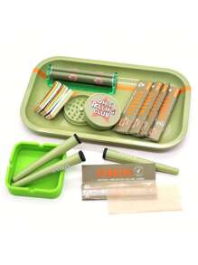 15 peças/Conjunto Kit Inicial de Acessórios para Fumar, Moedor de Ervas, Máquina de Enrolar, 3 Tubos de Armazenamento de Cone Pré-Enrolado, Bandeja Extra Grande, 5 Livretos de Papel de Seda para Enrolar, Cinzeiro, Presente Perfeito para Festas, Feriados e Aniversários - Pacote de Presente, Halloween, Natal