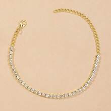 1 件简约闪亮金色水晶脚链，适合女士，适合派对和日常佩戴 - 金色 - 查看 3