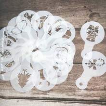 25pcs Coffee Stencils DIY Fancy Coffee Printing Model Foam Spray Cake Stencil Coffee Drawing Cappuccino Mold Birthday Cake Stencils Cookie Coffee Stencils Templates Latte Art Painting Reusable Baking Powdered Sieve Tool,Suitable For Halloween, Christmas, Thanksgiving