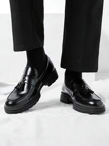 流苏装饰正装乐福鞋，男士商务黑色正装鞋 - 黑色 - 查看 2