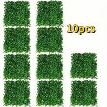 1/4/10 piezas Paneles de pared de hierba artificial Boj verde follaje Telón de fondo de pared vegetal Seto artificial Planta espesa protegida contra los rayos UV Pantalla de privacidad para decoración de jardín interior y exterior