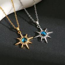 1pc Fashionable Starry Sky Star Pendant Delicate Cubic Zirconia Stainless Steel Necklace, Perfect Gift For Wife And Daughter Anniversary Birthday Party Accessory - X1531-starry Sky - View 3