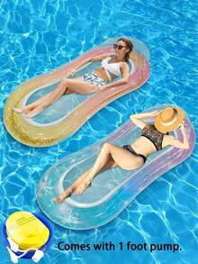 1 pieza Piscina inflable para exteriores, especial de verano, cama flotante inflable, estilo estrella con lentejuelas, piscina, playa, fiesta en la playa, actividad, flotador inflable