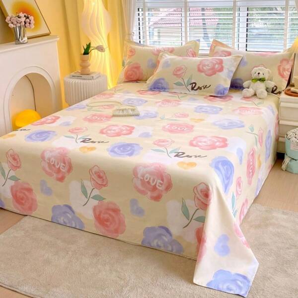 Juego de 3 piezas de sábana de cama con estampado, suave y amigable con la piel, de lujo minimalista y de moda, que incluye sábana y fundas de almohada, disponible en varios tamaños, adecuado para el dormitorio, para todo el año