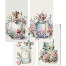 4pcs Vintage Rose & Perfume Bottle Floral Kitchen Towels, Multifunctional Absorbent Lightweight Super Soft Fiber Towels, Gift For Fragrance Lovers, Suitable For Home, Kitchen, Dinner, Wedding For Bathroom Kitchen Decor Dish Cloths Kitchen Towel - Multicolor - View 2