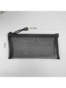 3 Pieces Clear Pencil Pouch Makeup Bags With Zipper Nylon Mesh Pen Pouch Pencil Case Stationery Storage Bag For School&Office Supplies Cosmetics Travel Accessories (Black, White, Grey), Back To School, School Supplies, Pencil Pouch, School Bag