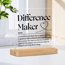 1pc Acrylic Desktop Decor Gift For Teachers, Bosses, Mentors, Coaches, Thanksgiving Gifts, Holiday Gifts, With Wooden Base