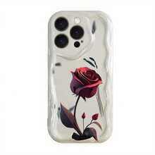 Funda para teléfono 1 pieza 16 teléfono, onda transparente con estampado rojo simple, diseño floral estético, teléfono duradero, mejor familia y amigos, adecuado 16 15 14 13 12 11 Pro y otros modelos. - Colores mixtos 1 - Ver 1