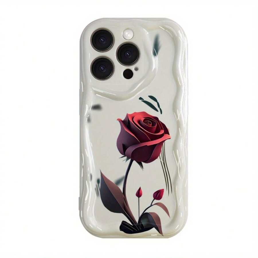 Funda para teléfono 1 pieza 16 teléfono, onda transparente con estampado rojo simple, diseño floral estético, teléfono duradero, mejor familia y amigos, adecuado 16 15 14 13 12 11 Pro y otros modelos. - Colores mixtos 1 - Ver 1