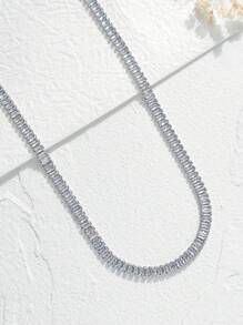 Colar de tênis com zircônia cúbica, joia de luxo em aço inoxidável, adequado para uso diário feminino, festas e encontros