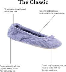 Isotoner Women's Diamond Microterry Ballerina Slippers2025 - 黑色人字紋 - 查看 3