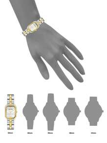 Anne Klein Silver-tone Stainless Steel Bracelet Watch for Women with Gold-tone Square Case Watch Ladies' Small Cute Rectangular Analog Watch with Adjustable Two-tone Bracelet