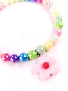 1 件可调节弹力宠物项链，带彩色花卉吊坠 - 鲜艳的糖果色宠物珠 - 时尚配饰、宠物项圈 - 送给宠物爱好者的完美礼物 - 耐用的设计 - 粉色 - 查看 3