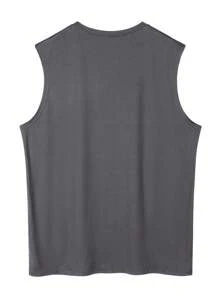 Men's Simple Print Sleeveless Tank Top, Summer